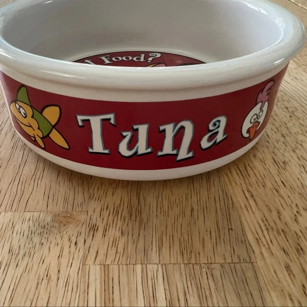 Vintage USA Pottery Cat Food Bowl